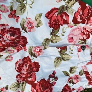 Laura Ashley x Urban Outfitters size 0 Shorts with Red and Pink‎ Flowers.